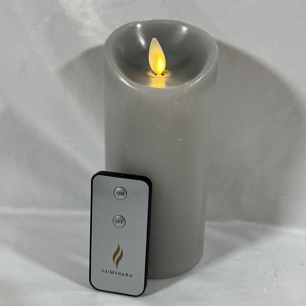 Luminara Battery Operated Flameless Wax Candle Remote Light Gray